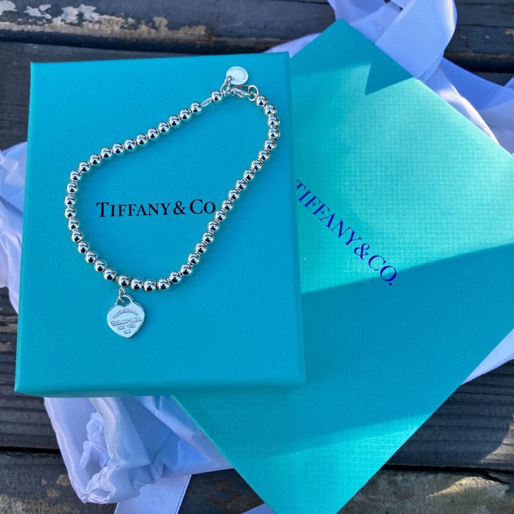 Brand New Return to Tiffany & Co Heart Tag Bead 7" Bracelet